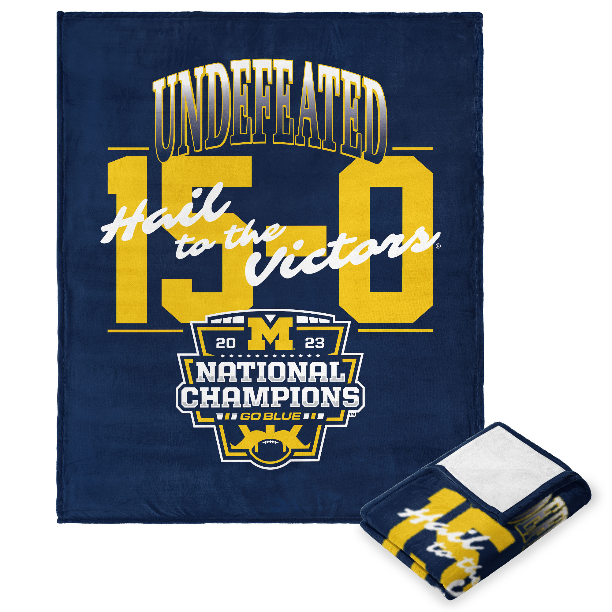 2023 Michigan Wolverines 15-0 NCAA Football Champions Silk Touch Throw Blanket