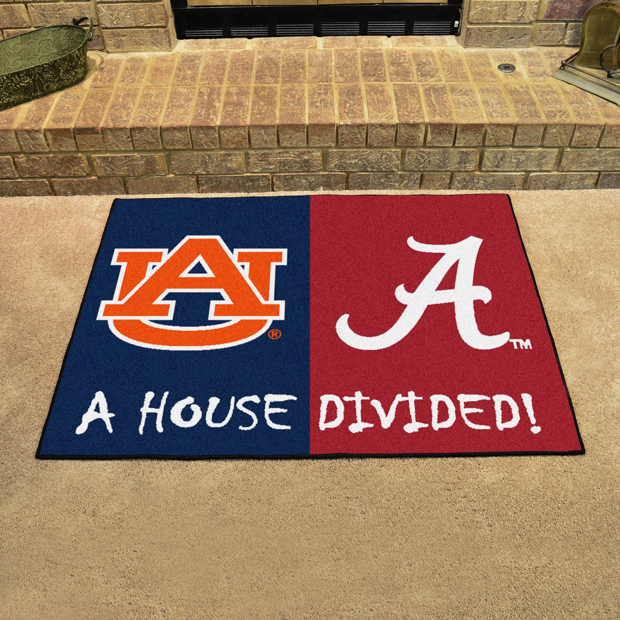 NCAA House Divided Rivalry Rug Alabama Crimson Tide - Auburn Tigers