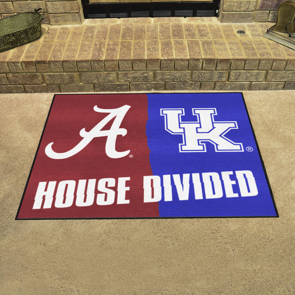 NCAA House Divided Rivalry Rug Alabama Crimson Tide - Kentucky Wildcats