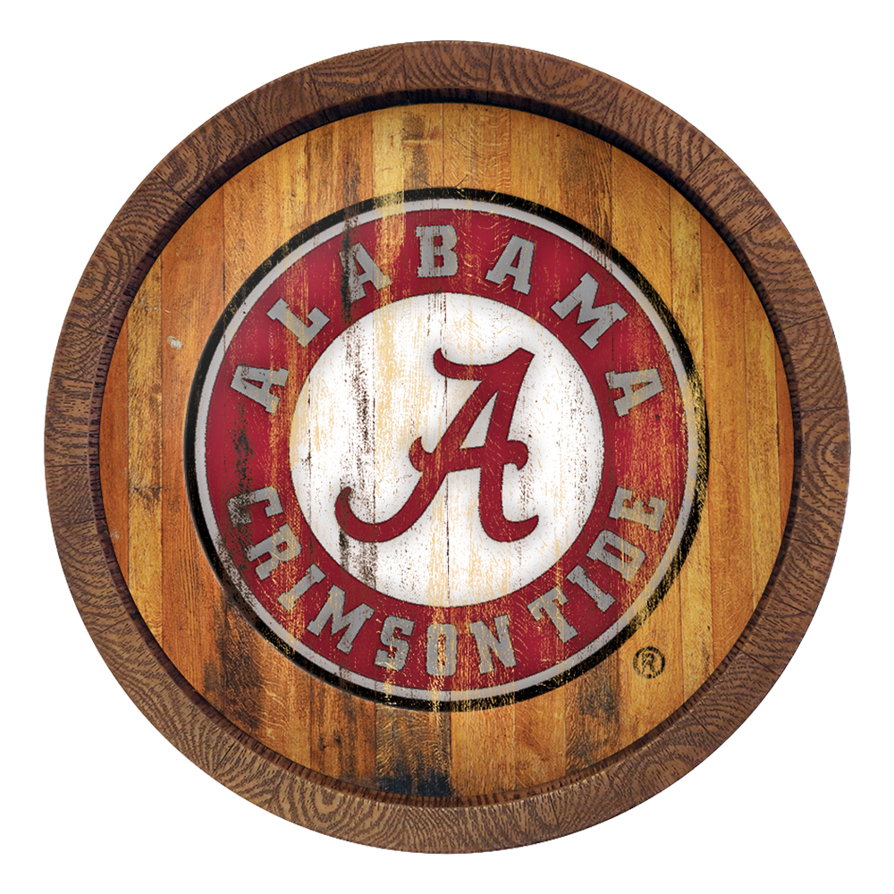 Alabama Crimson Tide School Seal Weathered FAUX Barrel Top Sign