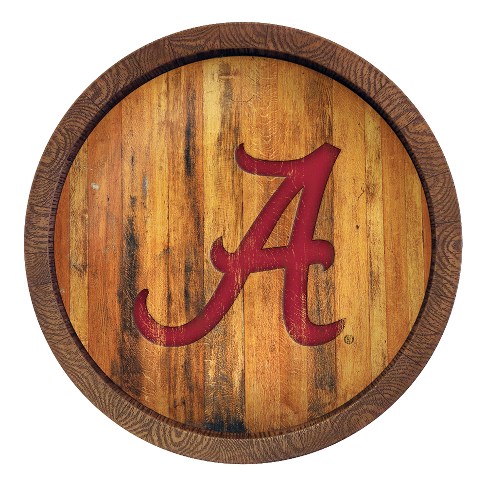 Alabama Crimson Tide Weathered FAUX Barrel Top Sign