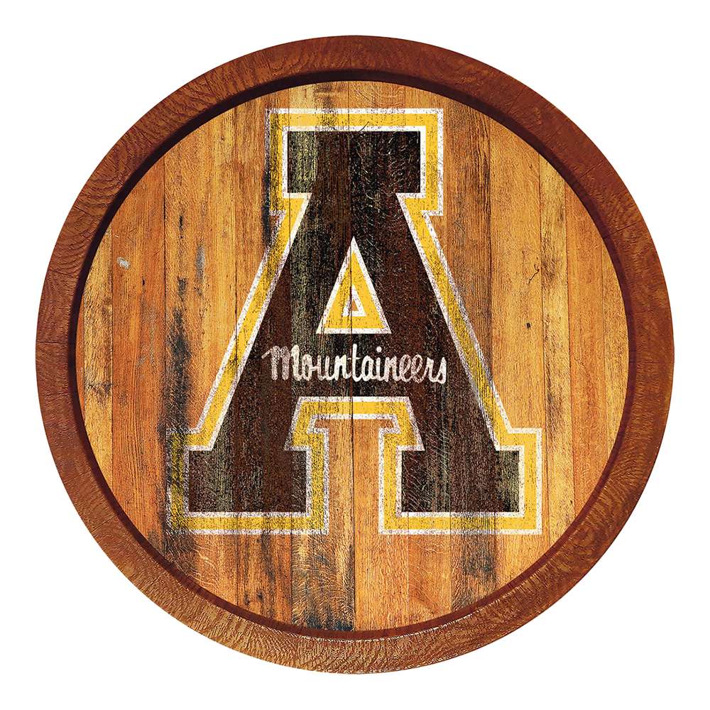 Appalachian State Mountaineers Weathered FAUX Barrel Top Sign