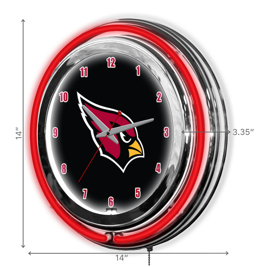 Arizona Cardinals Chrome NEON Clock 14 inch