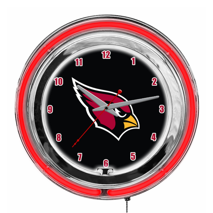 Arizona Cardinals Chrome NEON Clock 14 inch