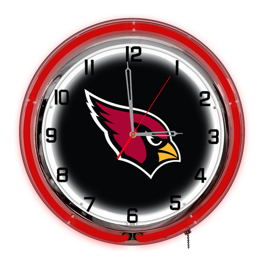Arizona Cardinals Chrome NEON Clock 18 inch