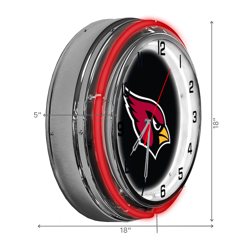 Arizona Cardinals Chrome NEON Clock 18 inch