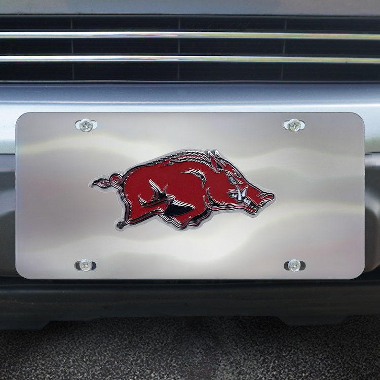 Arkansas Razorbacks Stainless Steel Die-cast License Plate