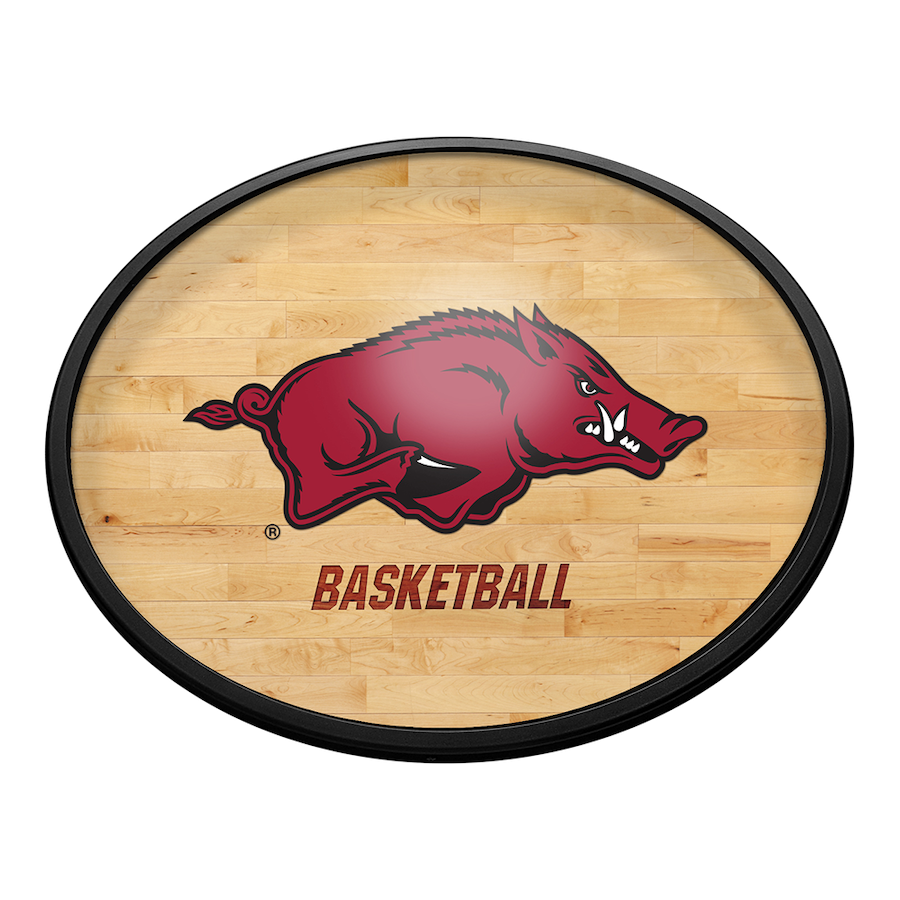 Arkansas Razorbacks HARDWOOD Slimline LED Wall Sign ~ OVAL