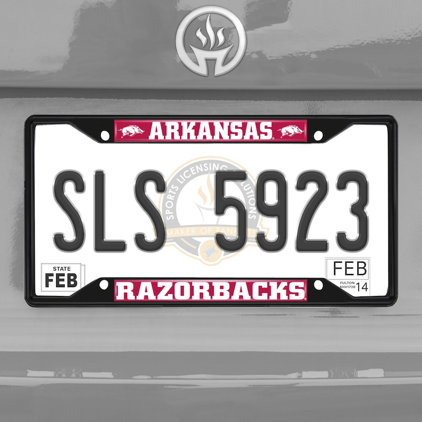 Arkansas Razorbacks Black License Plate Frame