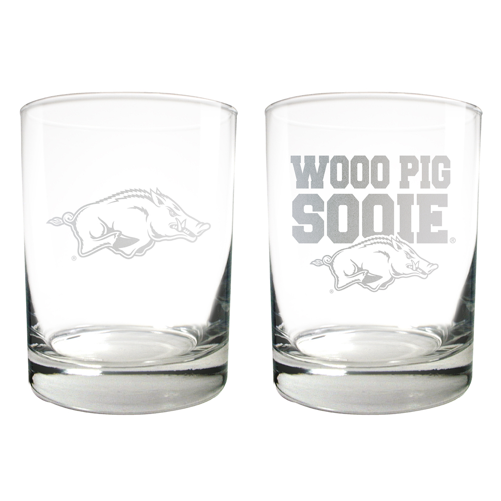 Arkansas Razorbacks 2pc Rocks Glass Set