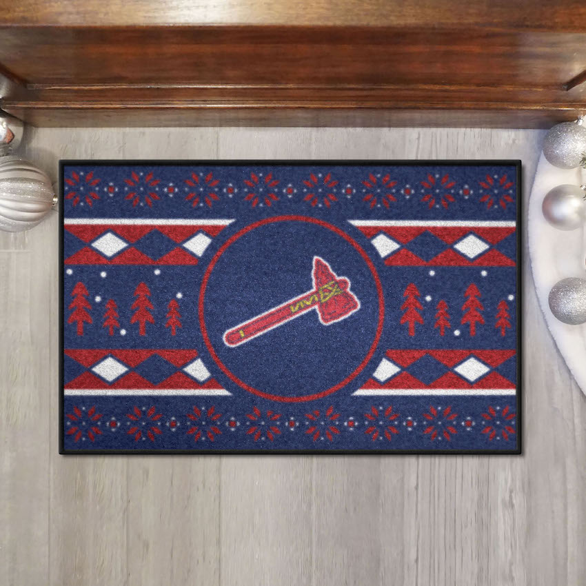 Atlanta Braves ALT LOGO Holiday Sweater Themed 20 x 30 STARTER Floor Mat