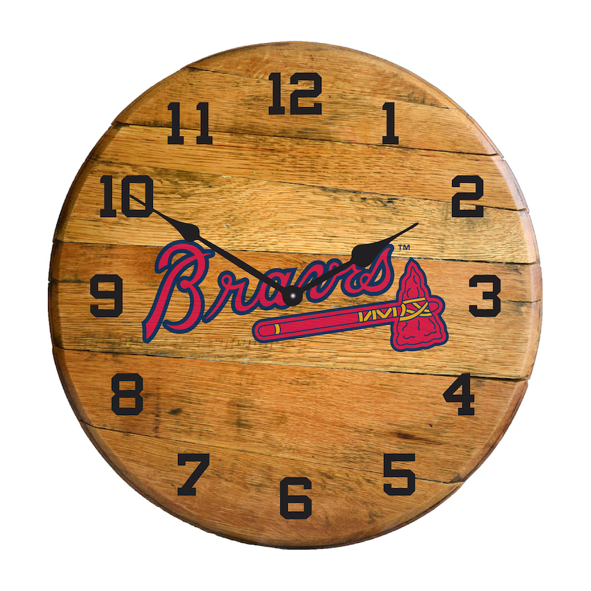 Atlanta Braves Oak Barrel Clock