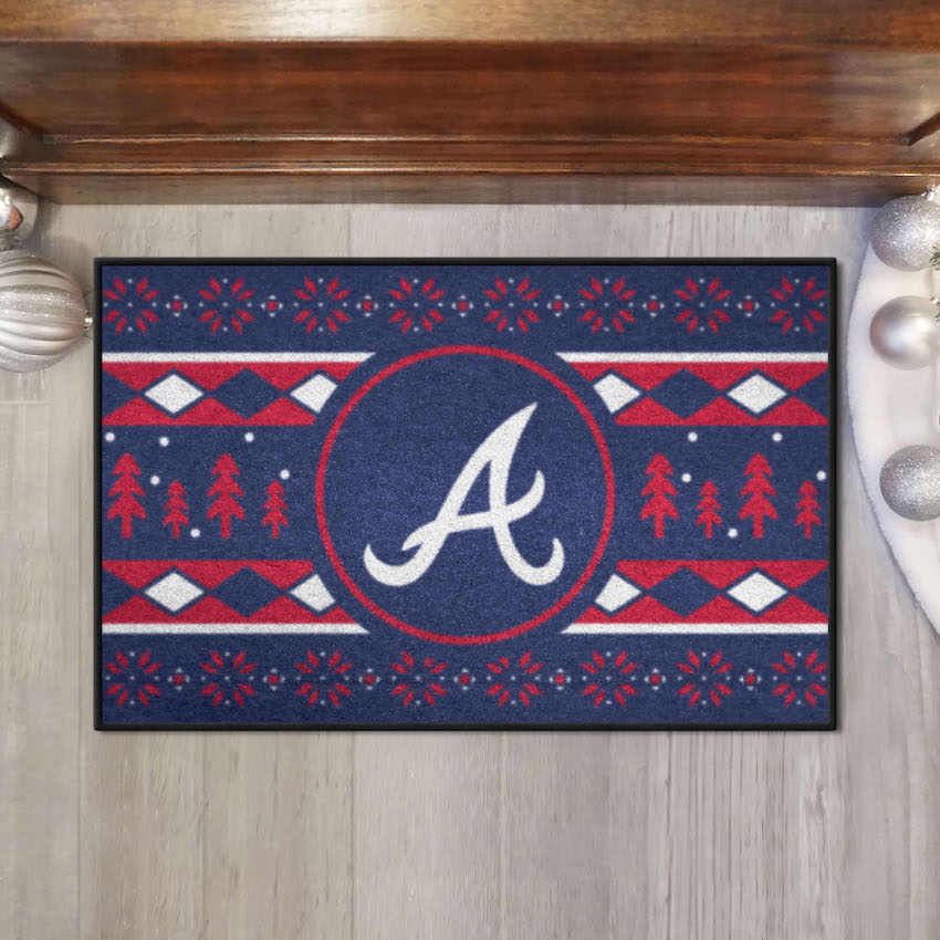 Atlanta Braves Holiday Sweater Themed 20 x 30 STARTER Floor Mat