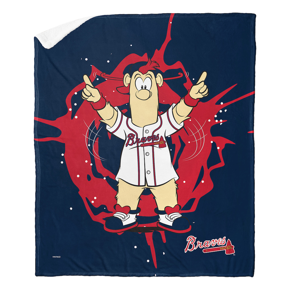 Atlanta Braves MASCOT Silk Sherpa Throw Blanket