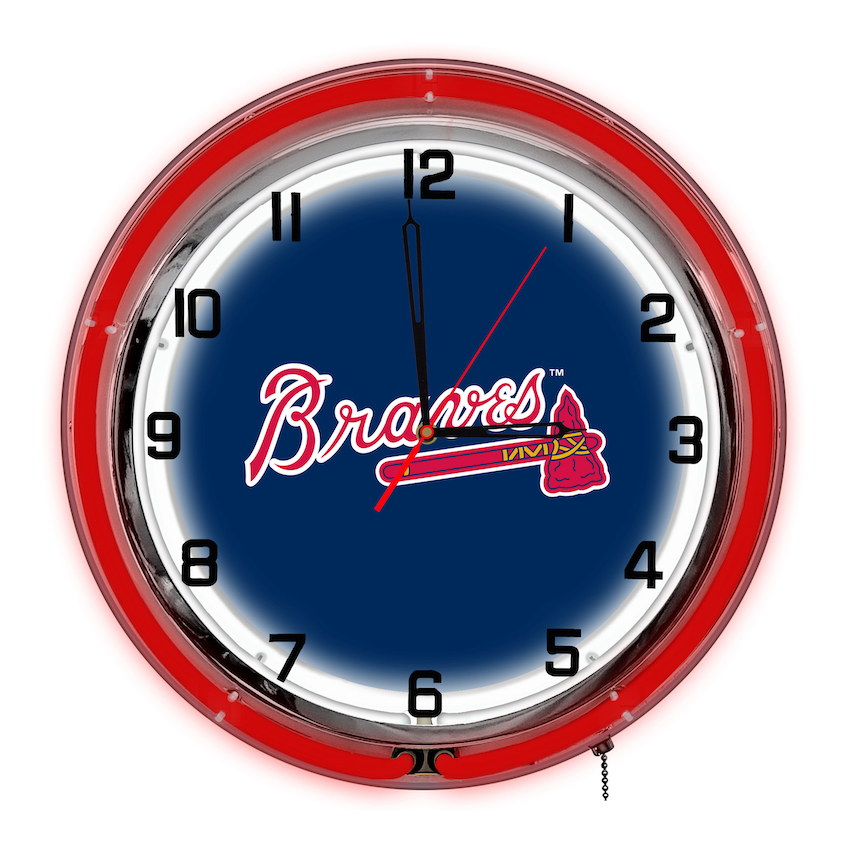 Atlanta Braves Chrome NEON Clock 18 inch