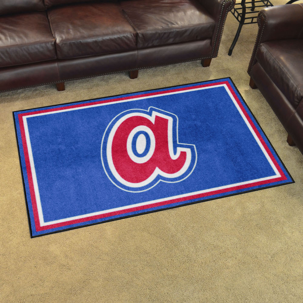 Atlanta Braves MLBCC Vintage 4x6 Area Rug Throwback Logo