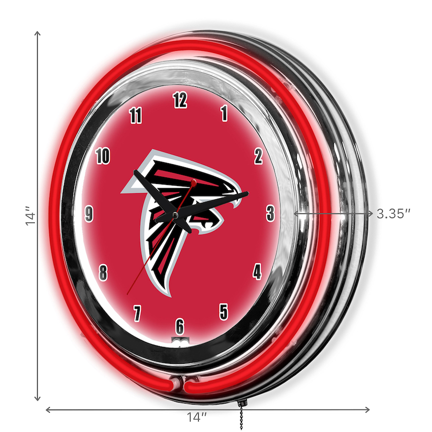 Atlanta Falcons Chrome NEON Clock 14 inch