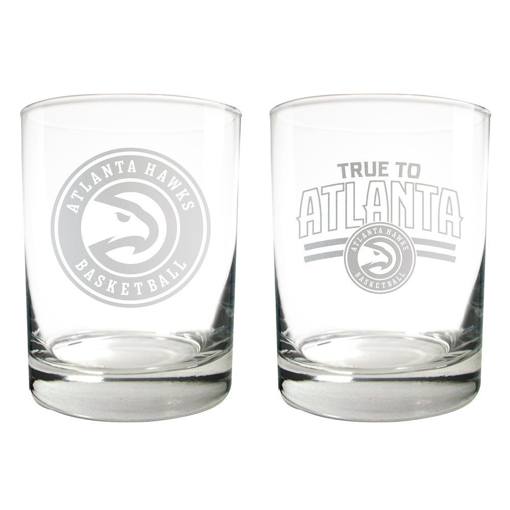 Atlanta Hawks 2pc Rocks Glass Set