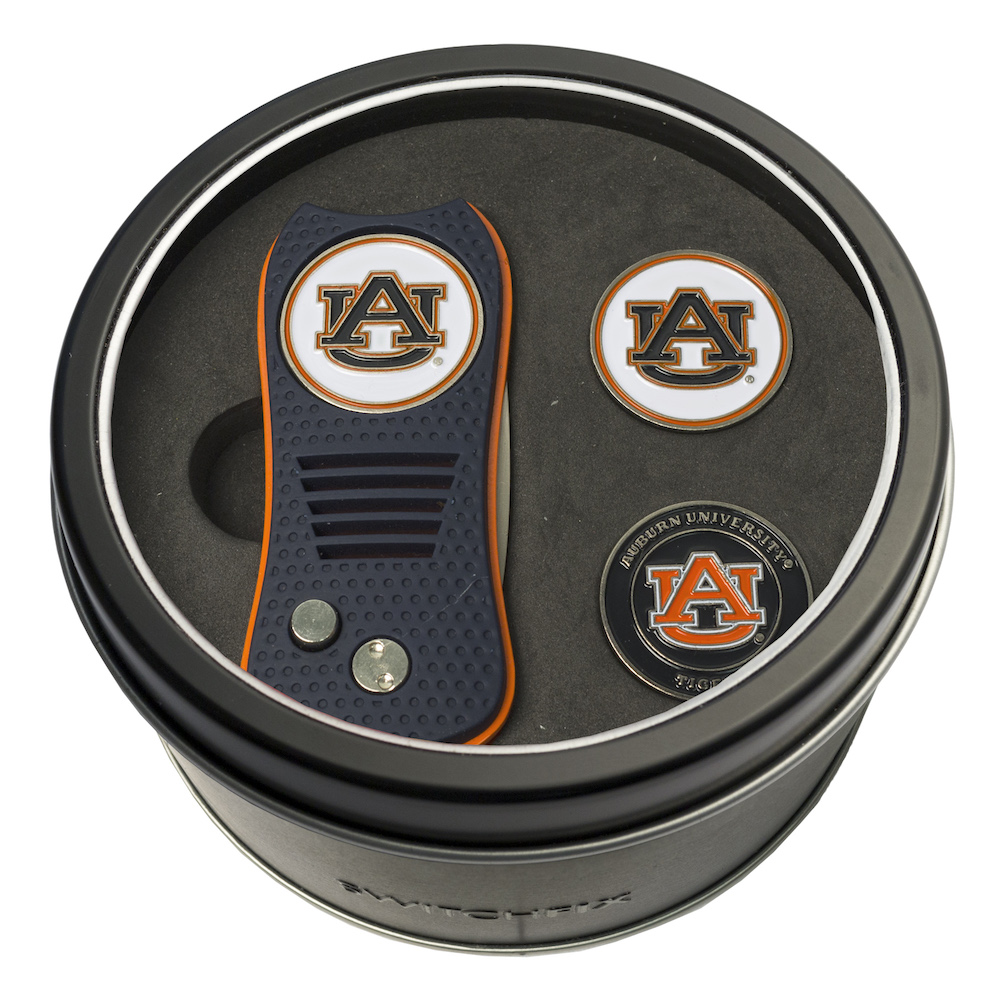 Auburn Tigers Switchblade Divot Tool and 2 Ball Marker Gift Pack