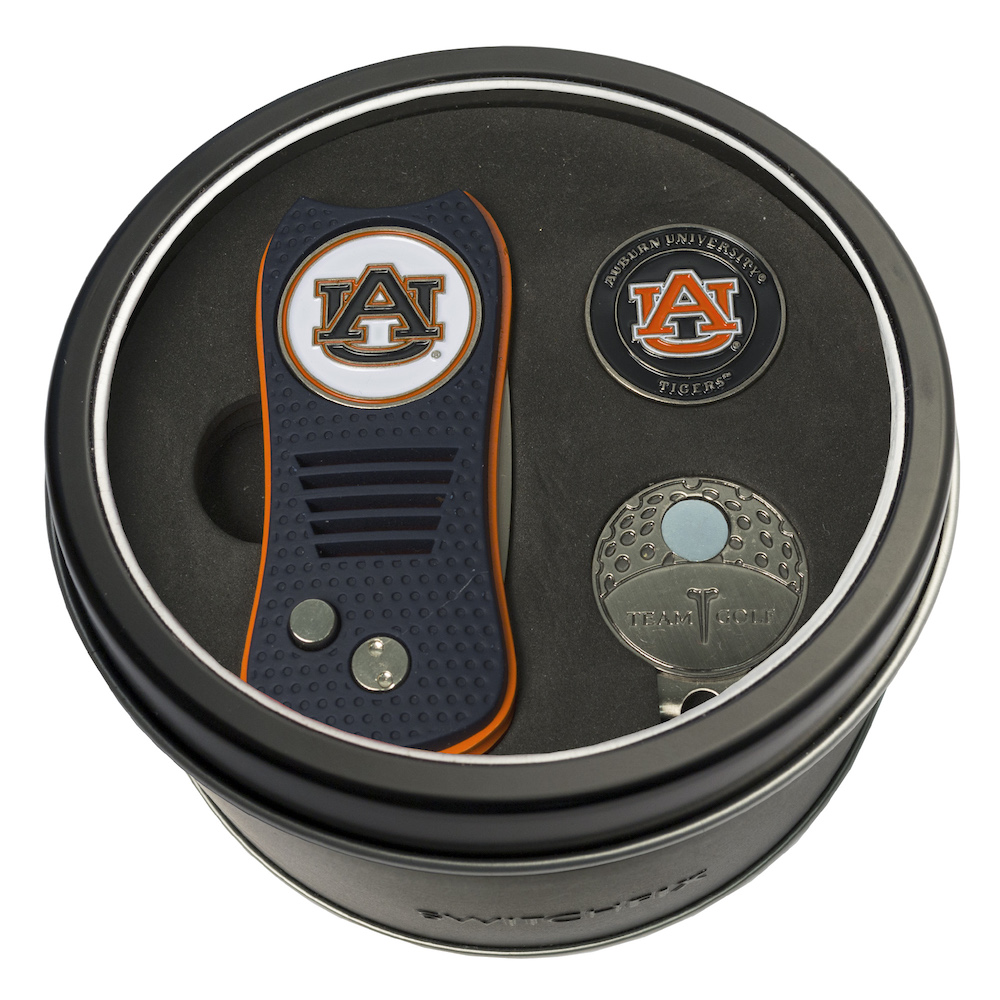 Auburn Tigers Switchblade Divot Tool Cap Clip and Ball Marker Gift Pack