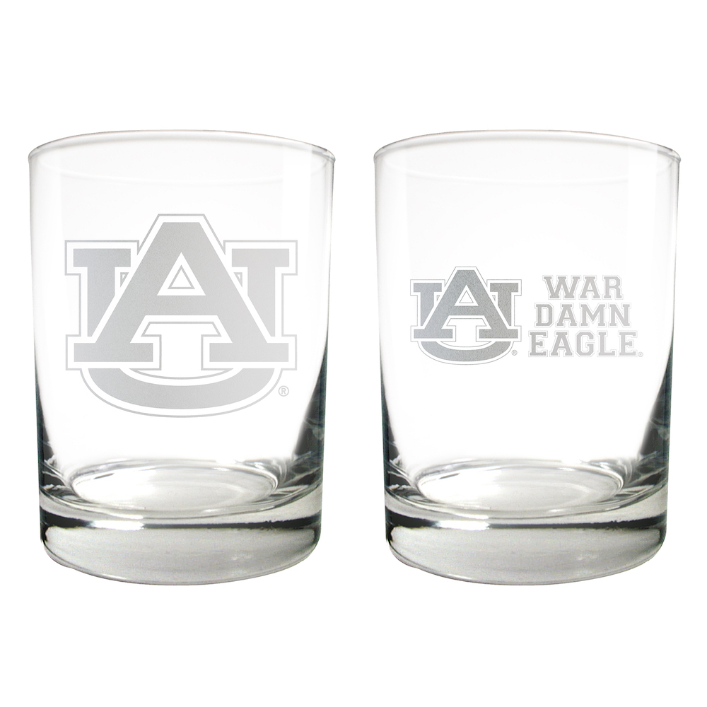 Auburn Tigers 2pc Rocks Glass Set