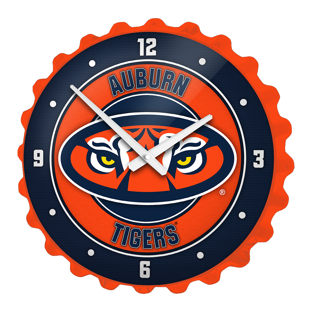 Auburn Tigers TIGER EYES Bottle Cap Wall Clock