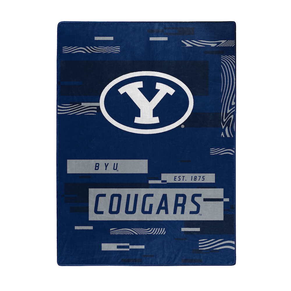 BYU Cougars Large Plush Fleece Raschel Blanket 60 x 80