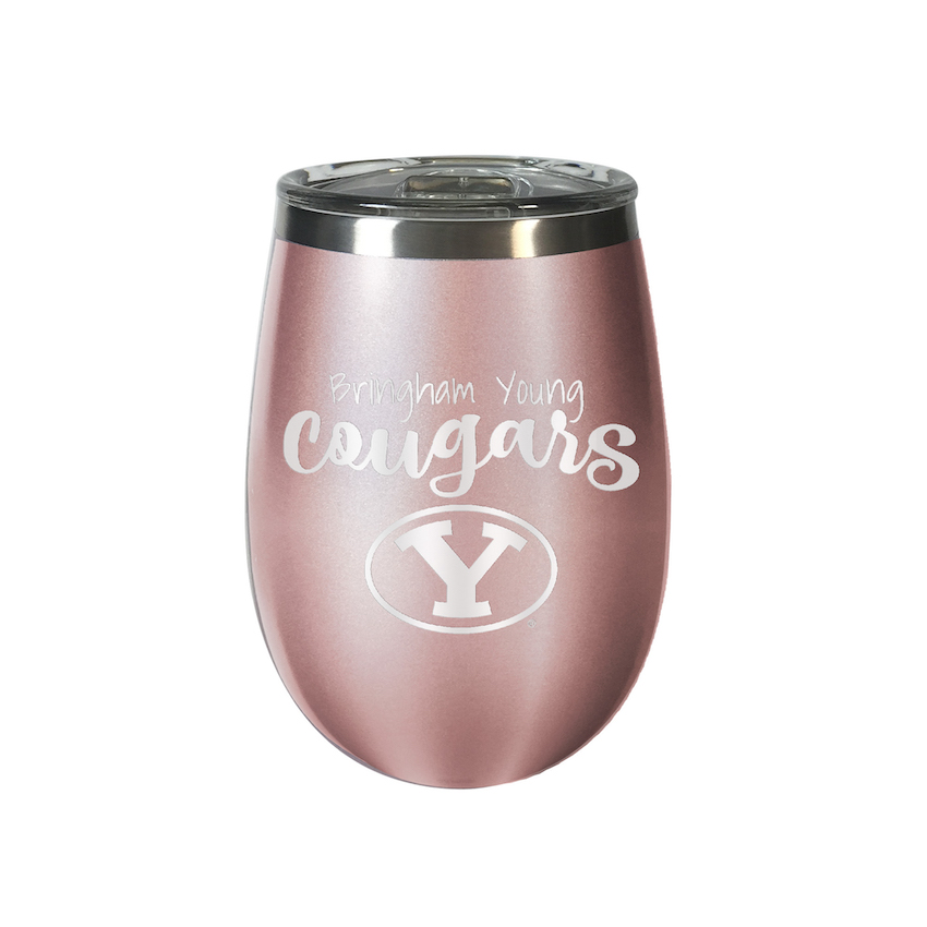 BYU Cougars 10 oz Rose Gold Wine Tumbler