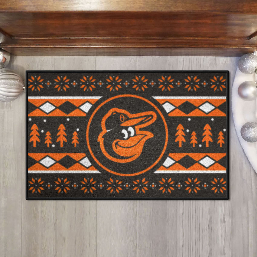 Baltimore Orioles Holiday Sweater Themed 20 x 30 STARTER Floor Mat