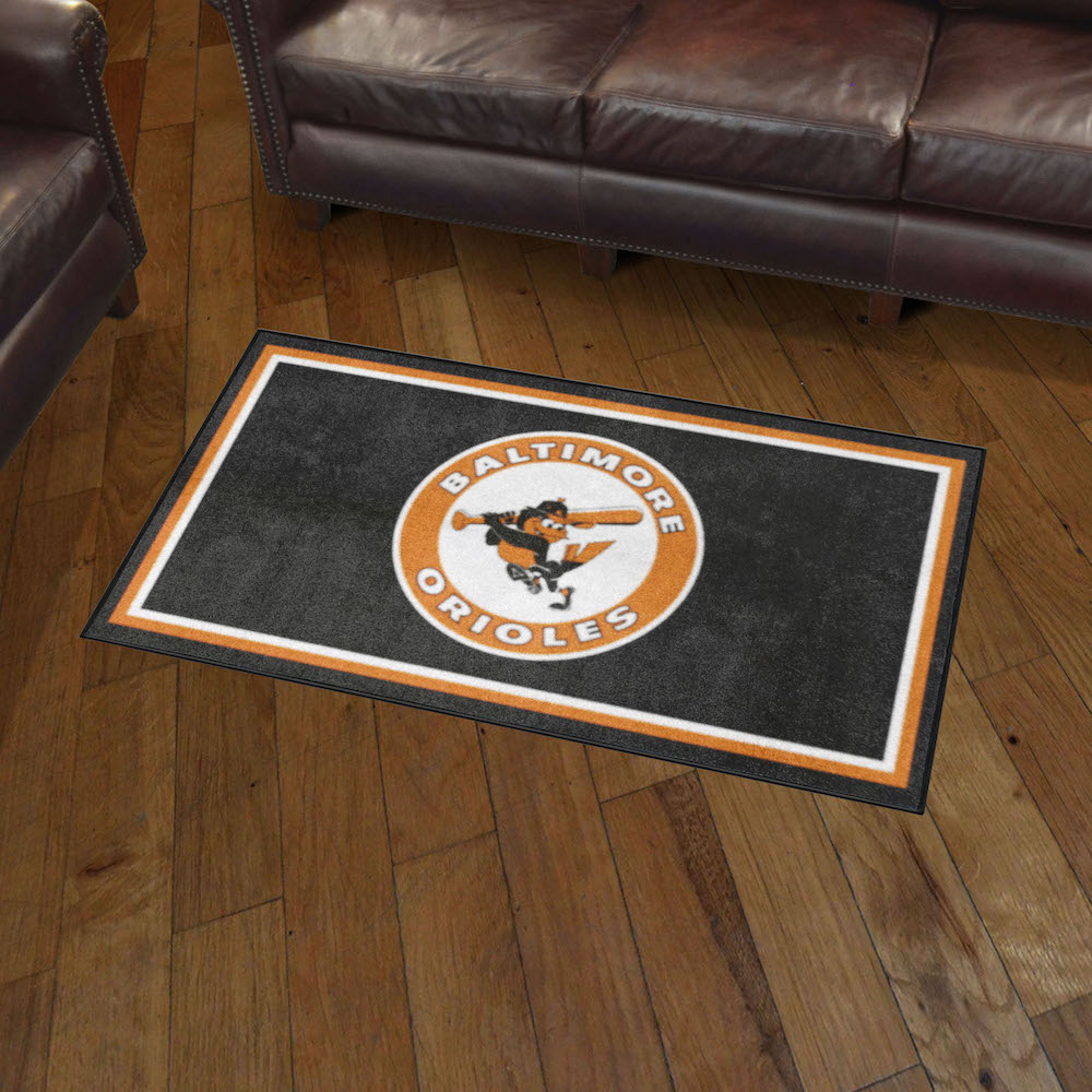 Baltimore Orioles MLBCC Vintage 3x5 Area Rug Throwback Logo