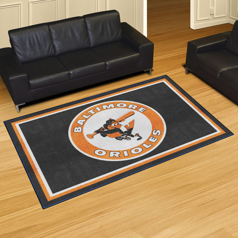 Baltimore Orioles MLBCC Vintage 5x8 Area Rug Throwback Logo