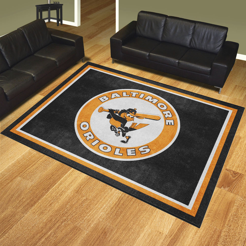 Baltimore Orioles MLBCC Vintage Ultra Plush 8x10 Area Rug Throwback Logo