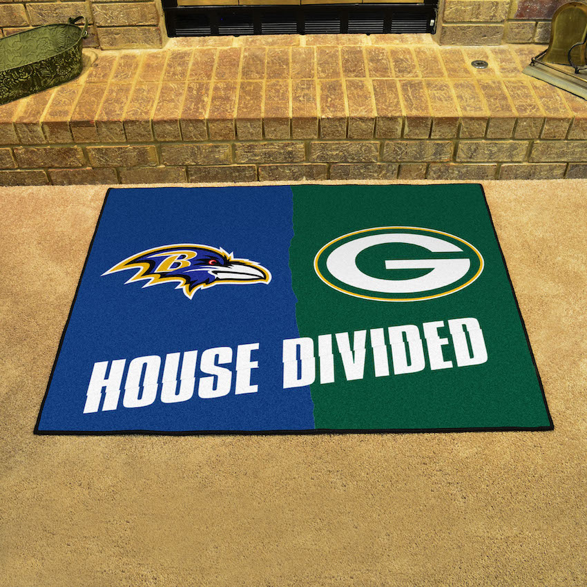 NFL House Divided Rivalry Rug Baltimore Ravens - Green Bay Packers