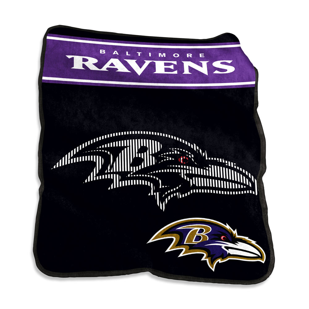 Baltimore Ravens LARGE Logo Raschel Blanket