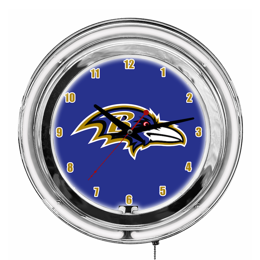 Baltimore Ravens Chrome NEON Clock 14 inch