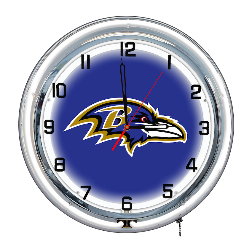 Baltimore Ravens Chrome NEON Clock 18 inch