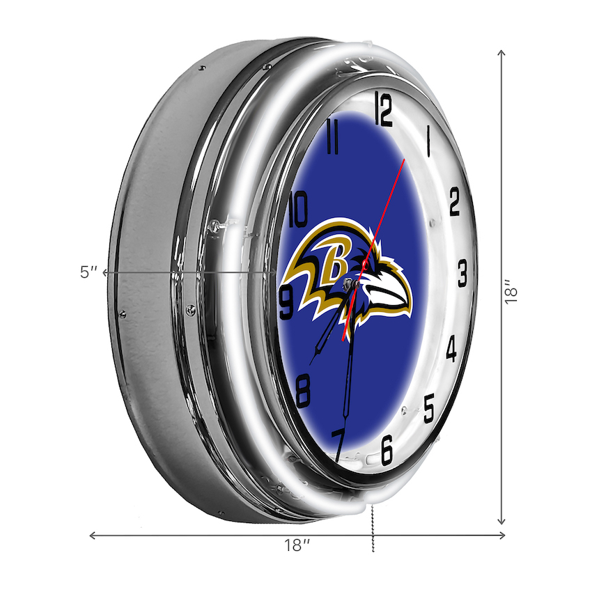 Baltimore Ravens Chrome NEON Clock 18 inch