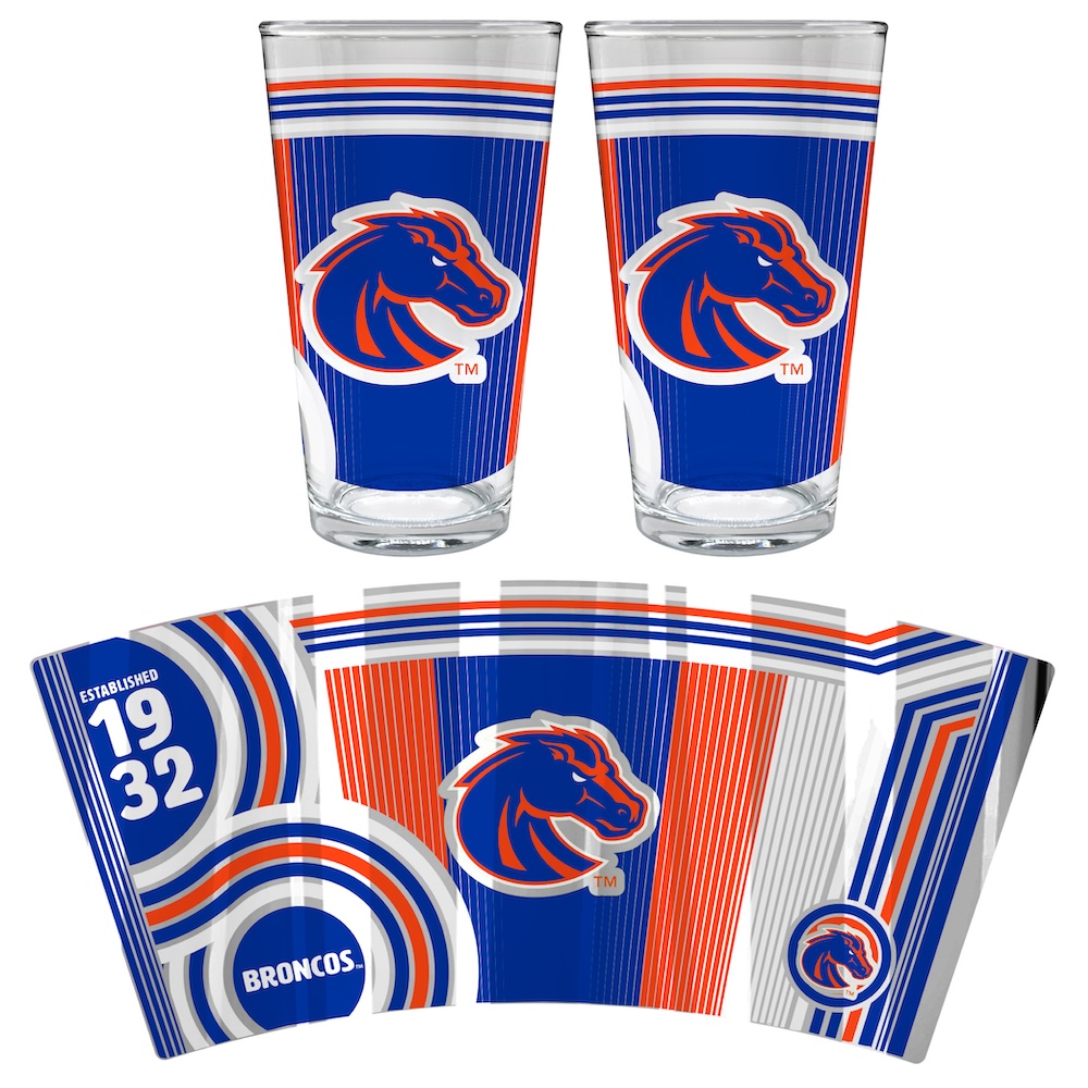 Boise State Broncos COOL VIBES 2 pc Pint Glass Set