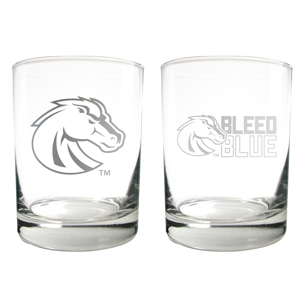 Boise State Broncos 2pc Rocks Glass Set