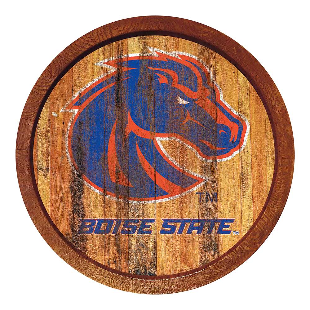 Boise State Broncos Weathered FAUX Barrel Top Sign