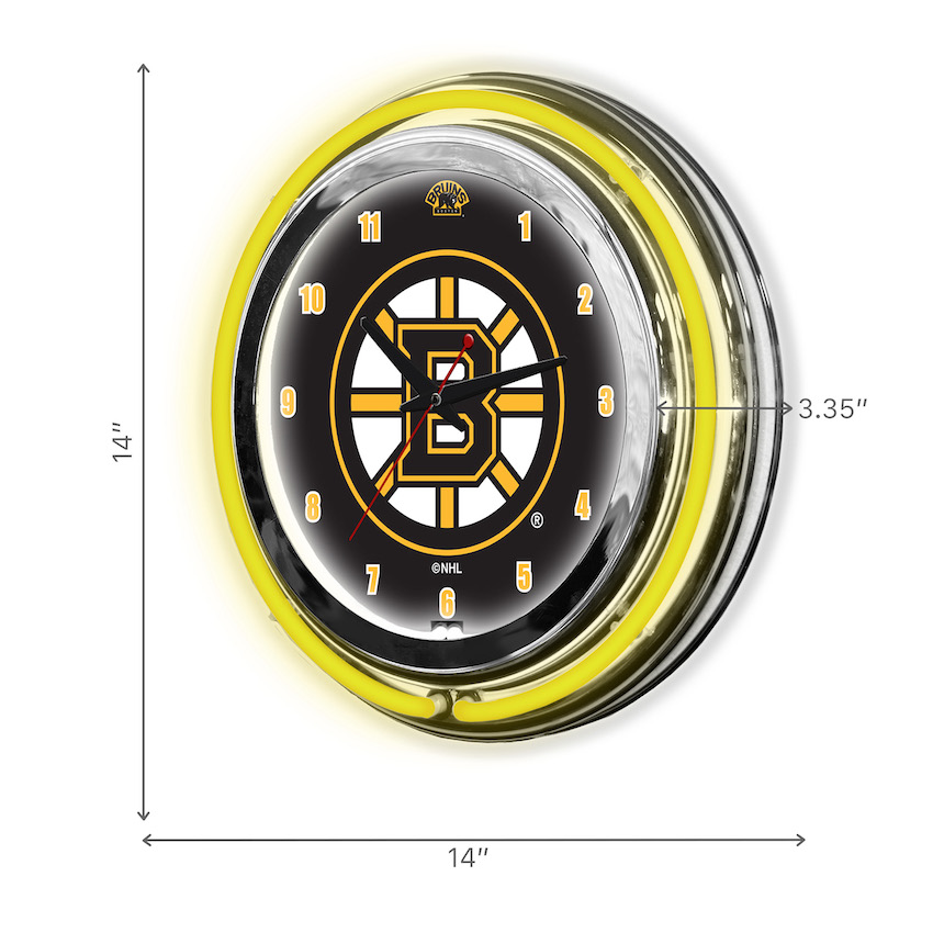 Boston Bruins Chrome NEON Clock 14 inch