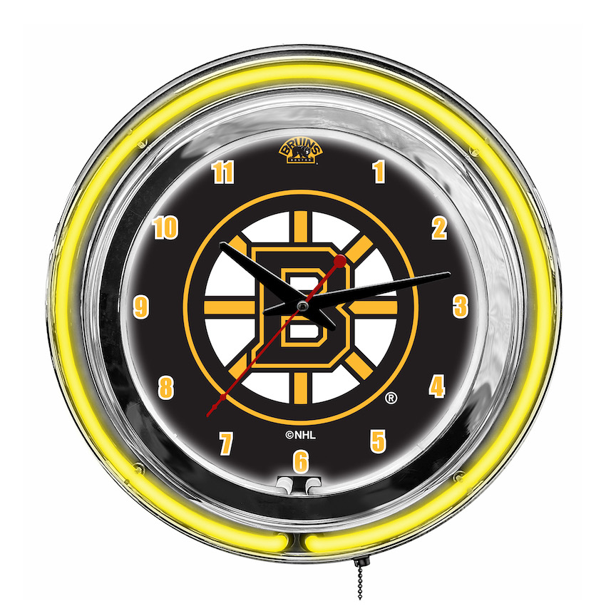 Boston Bruins Chrome NEON Clock 14 inch