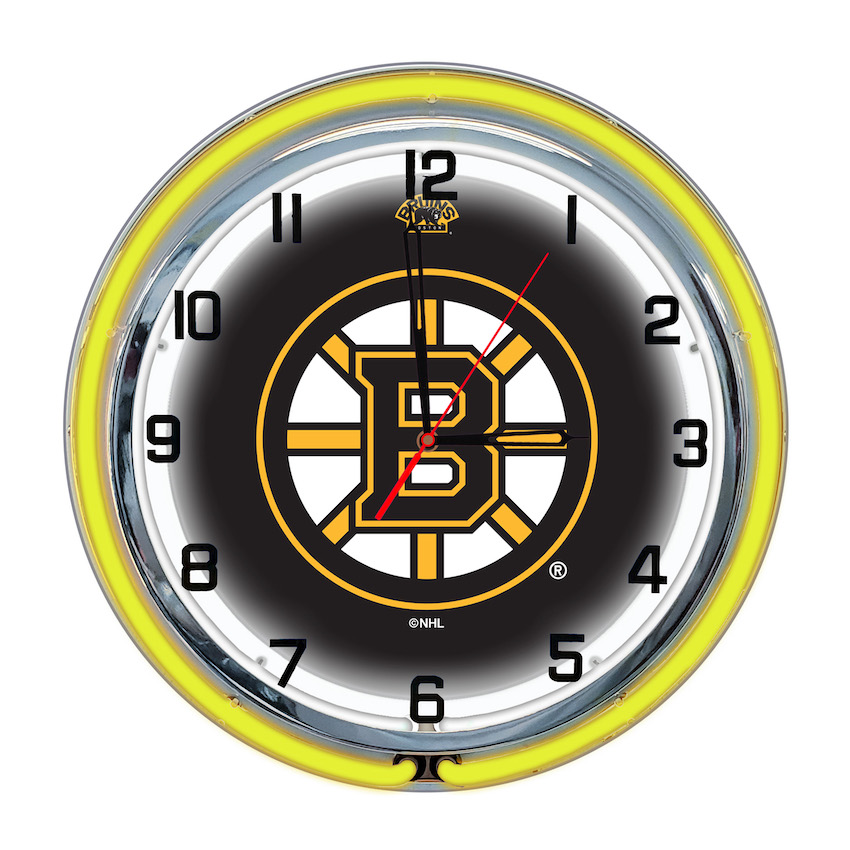 Boston Bruins Chrome NEON Clock 18 inch