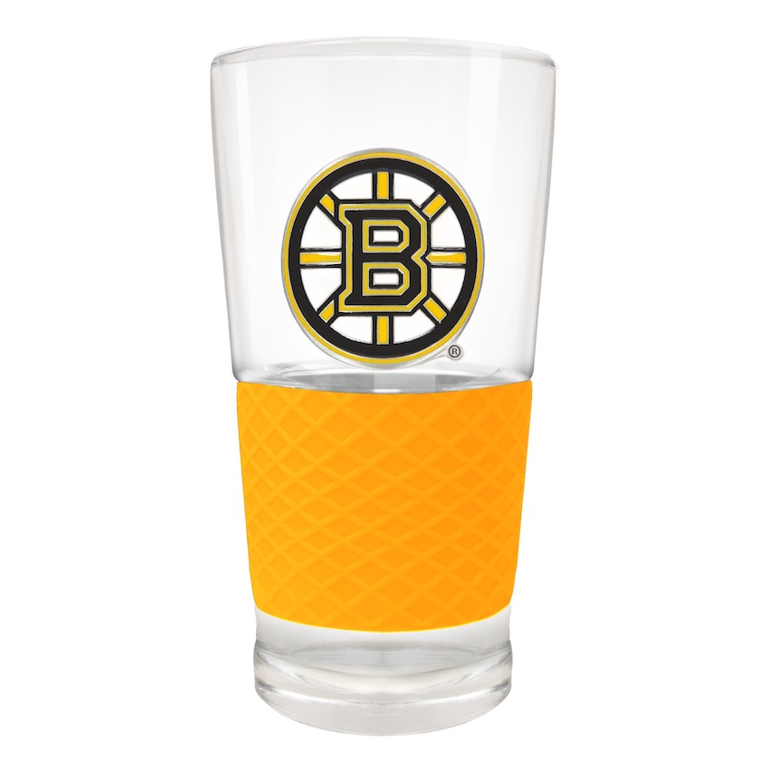 Boston Bruins 22 oz Pilsner Glass with Silicone Grip