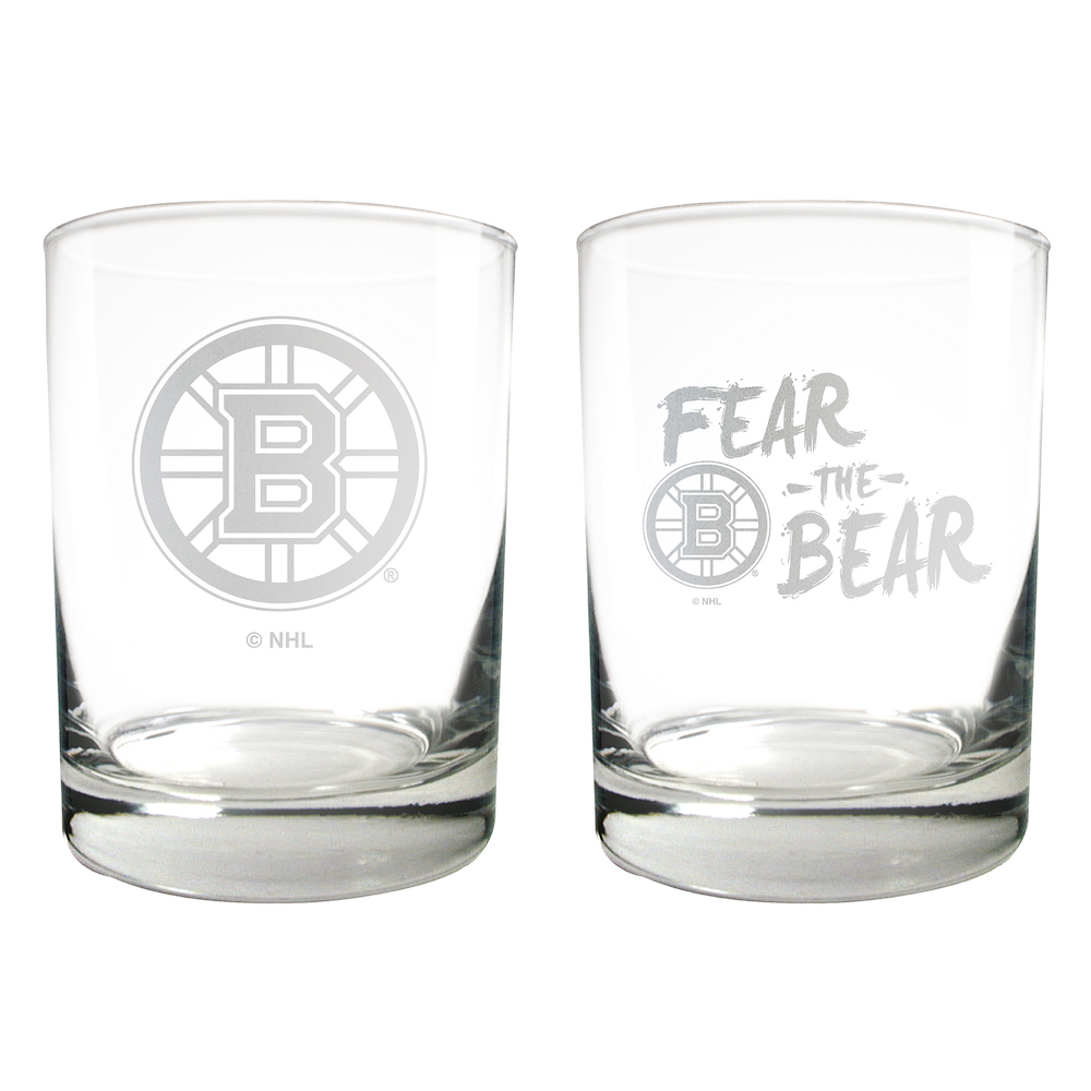 Boston Bruins 2pc Rocks Glass Set