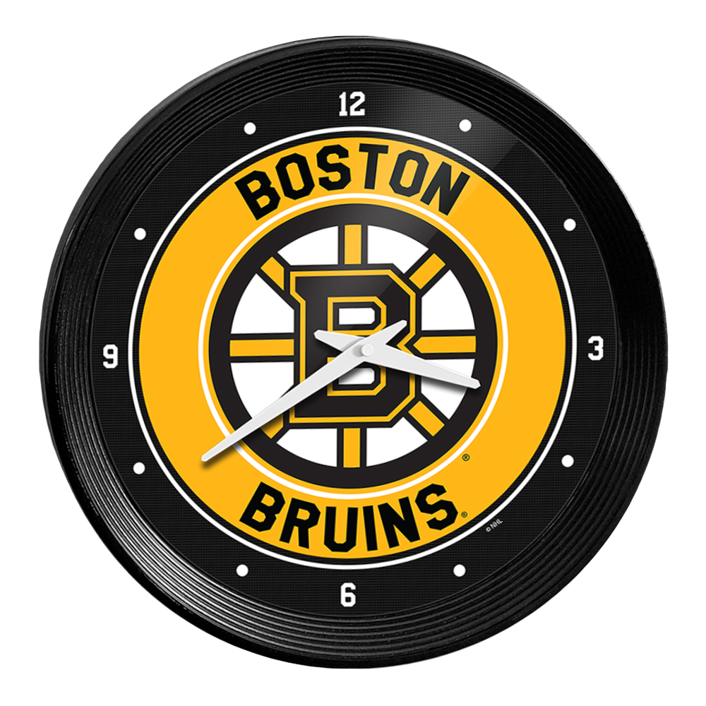 Boston Bruins Ribbed Frame Wall Clock