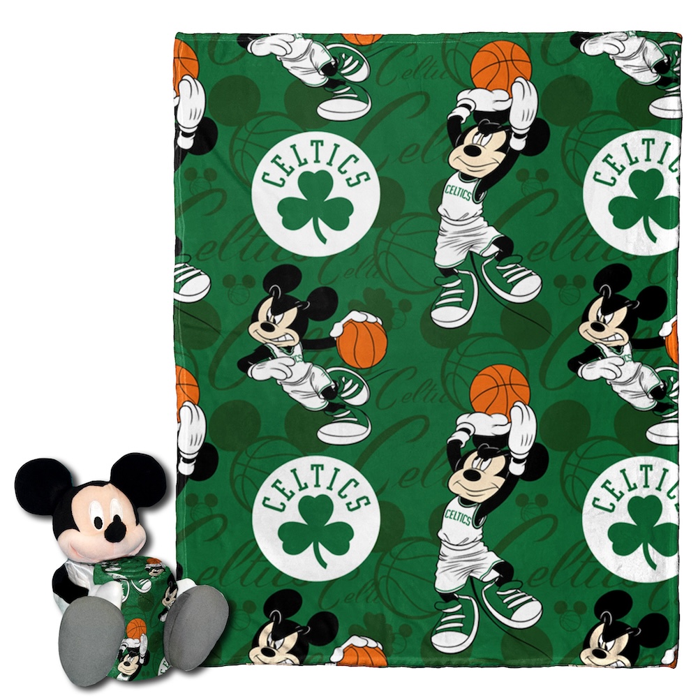 Boston Celtics Disney Mickey Mouse Hugger and Silk Blanket Set