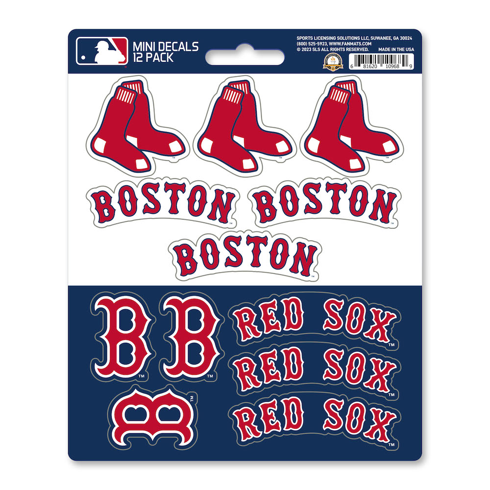 Boston Red Sox Team Logo Mini Decal 12 Pack