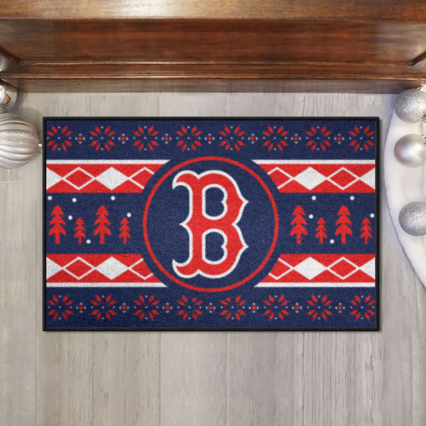 Boston Red Sox Holiday Sweater Themed 20 x 30 STARTER Floor Mat