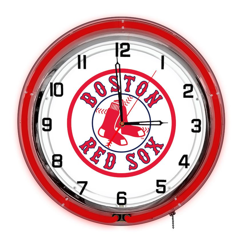 Boston Red Sox Chrome NEON Clock 18 inch